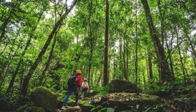 Trekkers in Nam Kat Yorla Pa, Laos